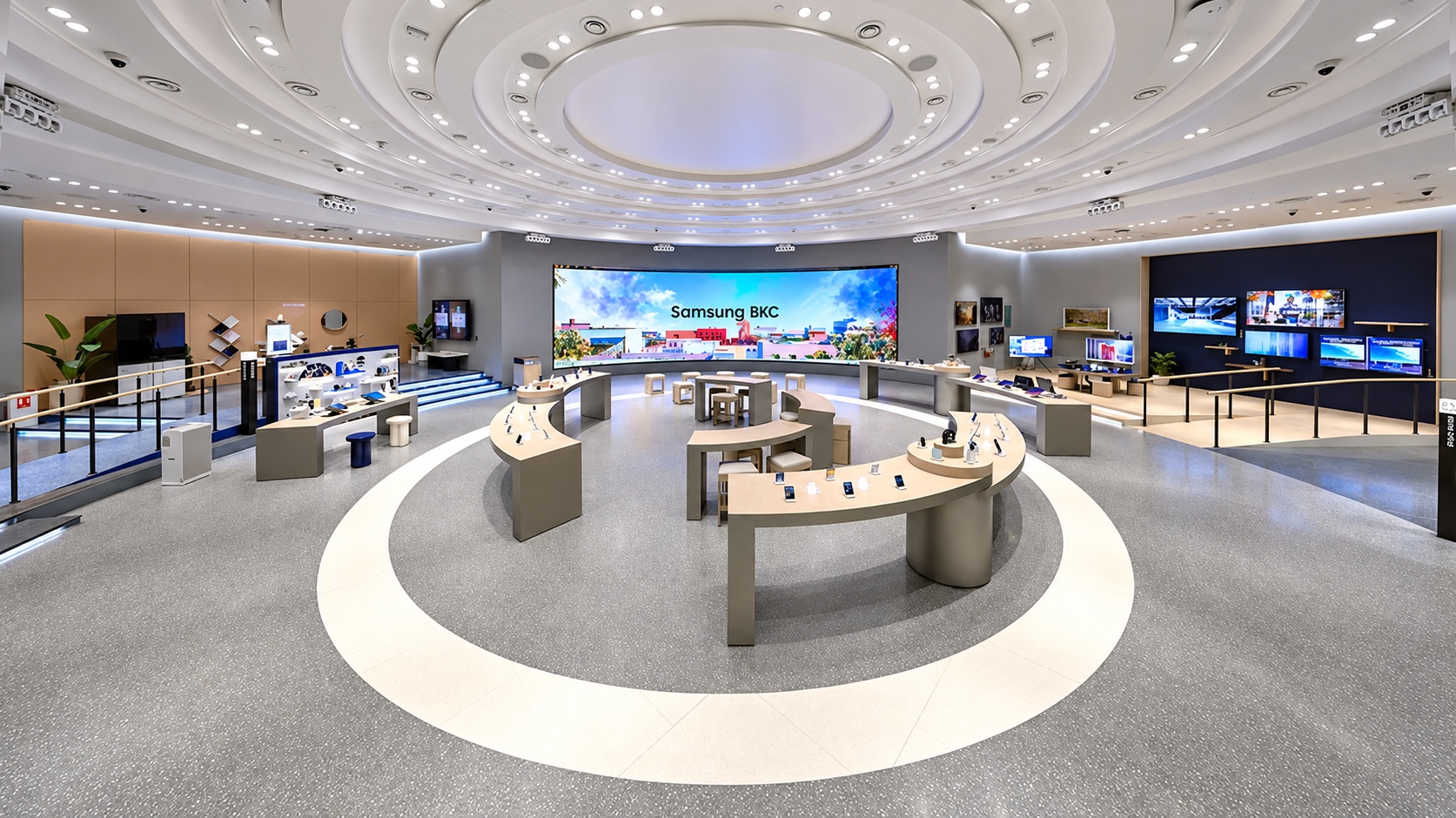 Samsung Experience Centre with circular product displays